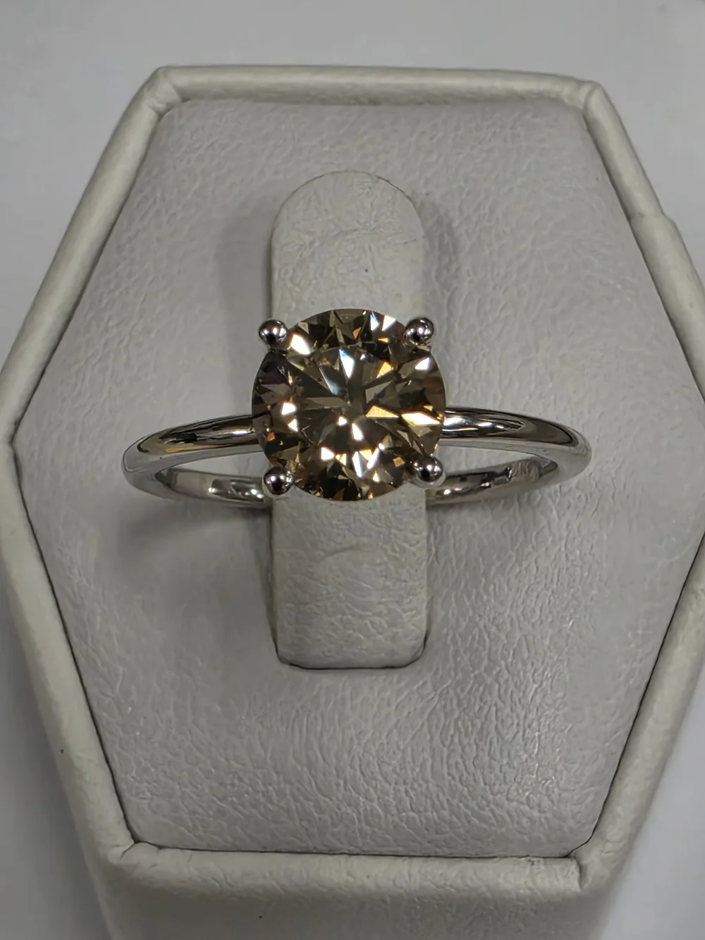 1.50ct. Champagne Diamond Solitaire Ring In 14kt. White Gold